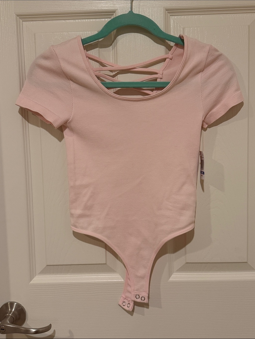 Pink Short-Sleeve Snap-Closure Bodysuit